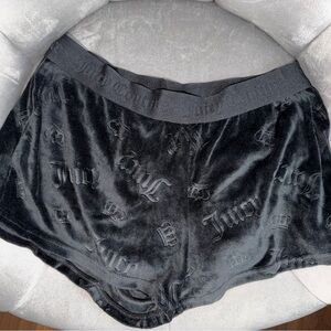 Juicy Couture Black Velour Sleep Pajama Shorts Elastic Waistband Women’s Small